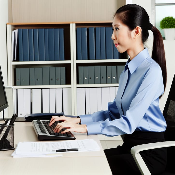 Businesswoman typing an email