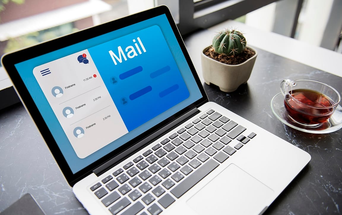 Laptop showing an AI email app