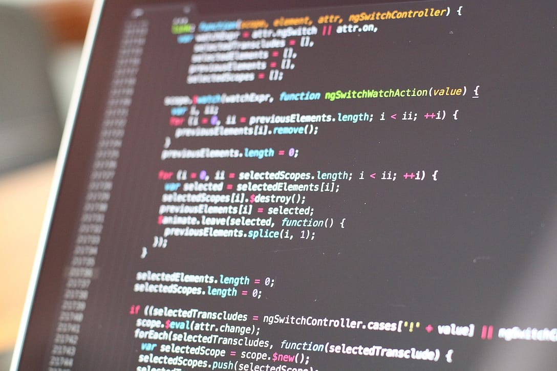 Code on a screen