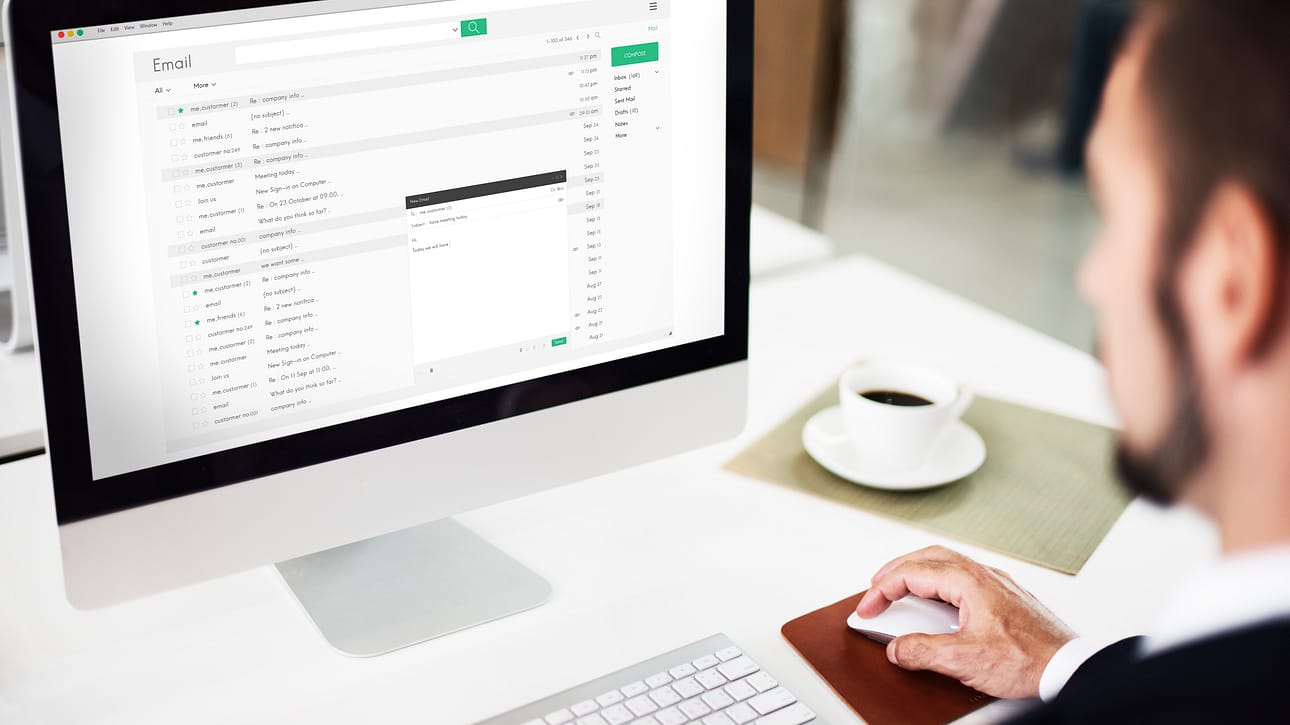Person sending a business email