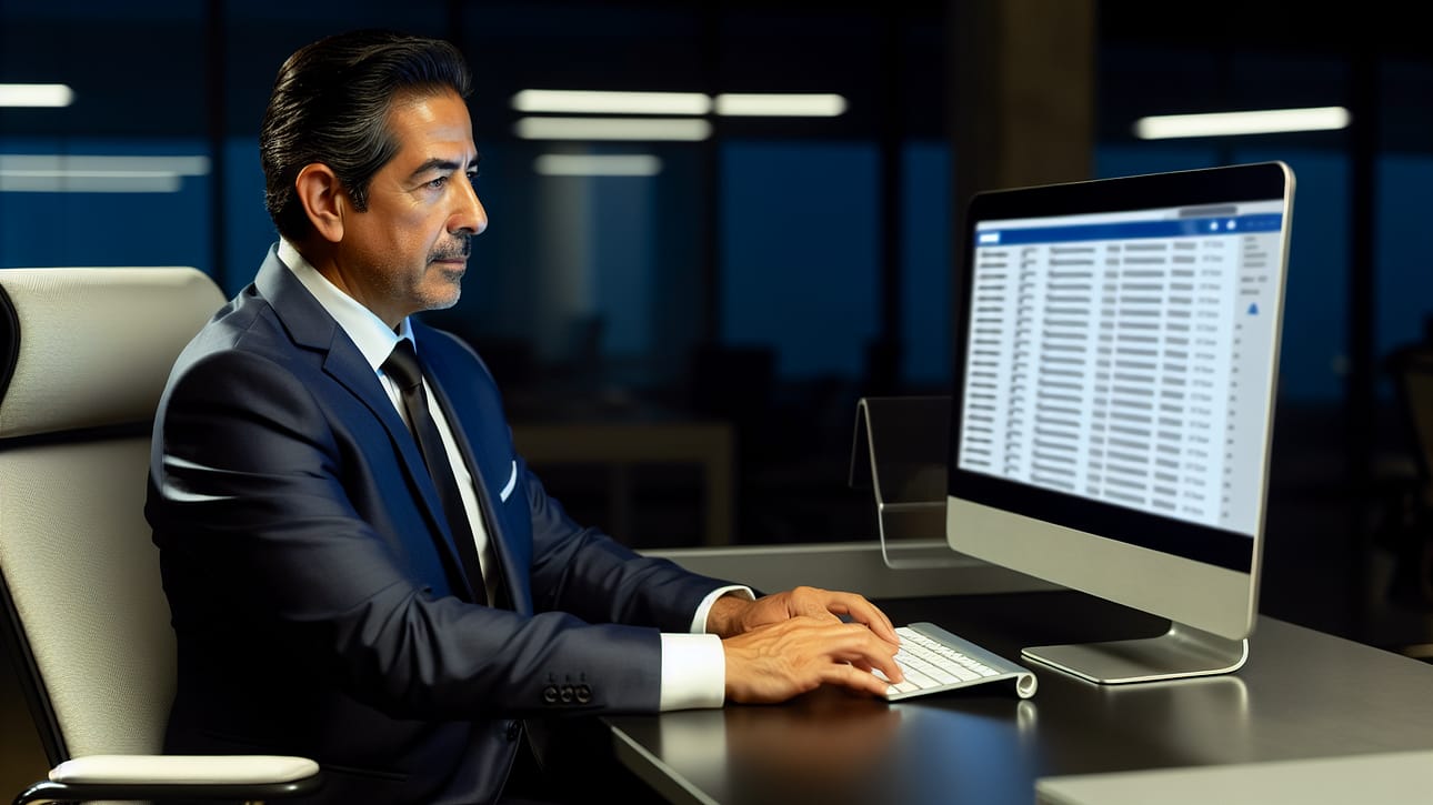 Businessman checking out email samples
