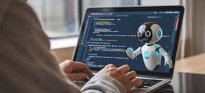 IT engineer using AI coding to develop software