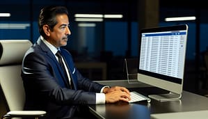 Businessman checking out email samples