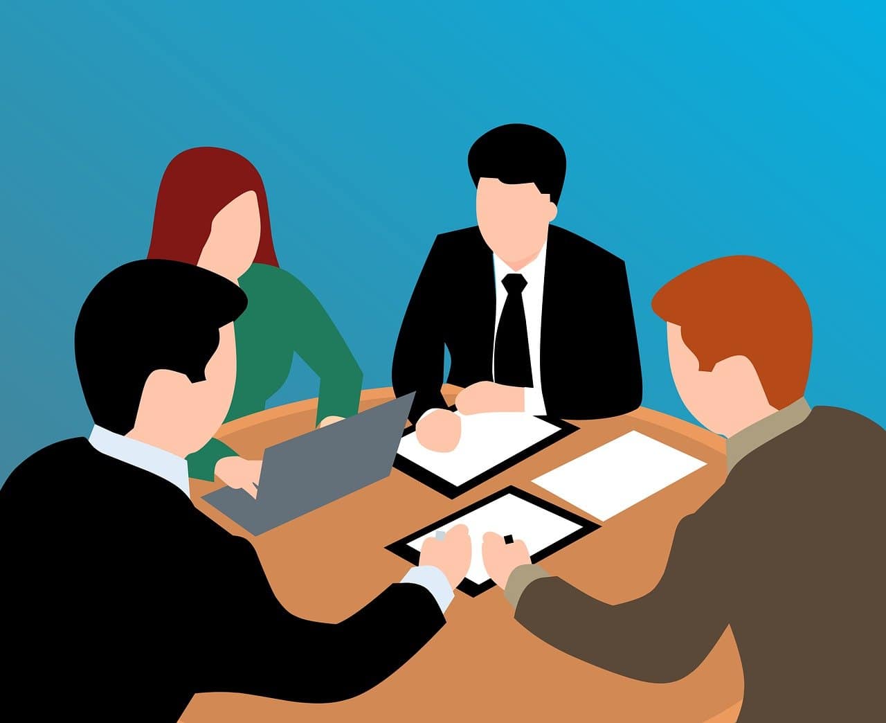 Illustration of a finance team in a meeting